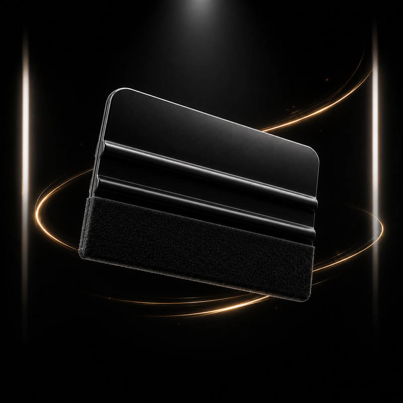 Black rectangular VEHICLE WRAP tool with a reflective surface on a dark background